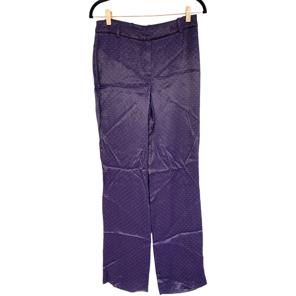 Massimo Dutti Purple Satin Trousers Geometric Pattern New Pants Size 6 - Picture 3 of 16